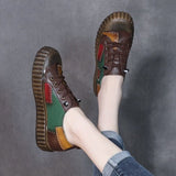 Genuine Cow Leather Handmade Women Sneakers Casual Flat Ladies Shoes Fashion Breathable Comfort Women's Flat