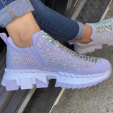 Size 2022 Fashion Rivets Woman Casual Shoes Thick Bottom Women Flat Shoes Slip-on Studded Rhinestone