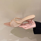 Breakj Pointed High With A Word Slippers Women's Net Yarn Water Toe Fish Mouth Fashion Cold
