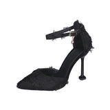 Breakj Heels 2025 New Fine-Heeled Korean Version Of The Fashion Bag Head Button Sandals Professional High Heels Women's