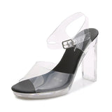 Breakj New Korean Version Of The Runway Show Model Shoes Flat Heel Sexy Black Waterproof Table 11CM High Heel Sandal Female