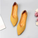 Polyester Shoes Women Spring Flats Pointy Toe Ballerinas Ladies Stretch Knitted Loafers Femme Daily Dress