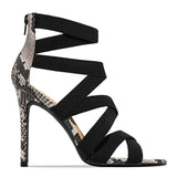 2020 Women Sandalias Mujer Women's Ladies Pumps Fashion Bandage Patchwork Mixed Colors Snake High Heels Sandals Casual Shoe