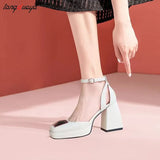 High Heels Women's 2022 Spring summer New Korean Style Versatile Closed Toe Sandals Mary Jane Chunky Heel Pumps