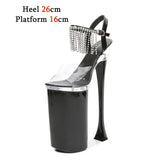 Summer Women Sandals 2023New sexy Waterproof Platform High Heels 26cm Patent Leather Thin Heels Female Club Party