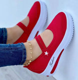 Breakj Lady Autumn New Flying Weaving Splicing Casual Color Daily Low-Help Net Shoes Slope And Round Head Single
