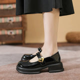 Breakj Sole Loafers Female Retro British Style Pine Platform Small Leather Shoes Thick Heel Mary Jane Single Shoes Casual