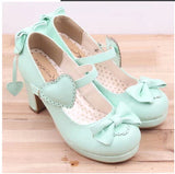 The New High-heeled Cute Bow Tie Sweet Lolita Girls Love Solid Round Princess Shoes More Softer