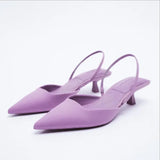 Autumn New Women's Closed Toe Red Single Shoes with Stiletto Heel Mid-heeled Fashion Sandals with Hollow Pointed Toe