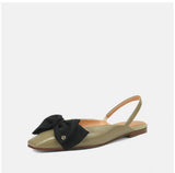 Breakj Knot Red Baotou Sandals Female Summer New Square Head Temperament Low Heel Single Shoes Female After Empty Shoes Niche Flat