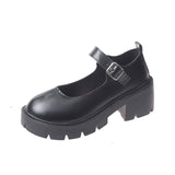 Leather Shoes New Spring 2023 British College Style Bright Leather High-Heeled Single Shoes Round Head Thick Soles Mary Jane