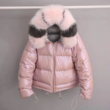 Jacket Women White Duck Down Jacket Big Aritificial Fur Outwear Waterproof Loose Coat Thick Warm Down