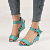 Brand 2022 Sexy Flock Platform Wedges High Heels Shoes Sandals Women Summer Buckle Party Buckle Strap Shoes Woman Sandals