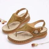 Summer Women Premium Orthopedic Open Toe Sandals Vintage Anti-slip Breathable Leather 2021 Casual Female Platform