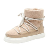 Women Warm Fur Ankle Snow Boots Girls Platform Waterproof Shoes Fashion Suede Female Outdoor Casual Flats Booties Drop