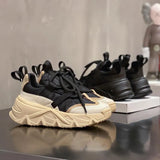 Sneakers Flat Platform Shoes 2021 Height Increasing PU Leather Fashion Casual Shoes Breathable Thick Bottom Ladies