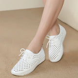 Sneakers 2021 Summer Sandals Soft Soled Ladies Flat Shoes Lace up Hollow out Breathable Casual Female Walking Shoes