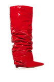 Breakj New Pointed Wrinkled Boots High Heel Long Women's Fashion And Knee Pile