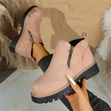 Breakj Round Head Side Zipper Martin Boots Short Boots Coarse And New Autumn And Winter Large-Size Women's Short