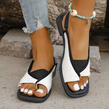 Breakj Size Flat Sandals Female 2024 New Toe Square Leisure After Elastic Roman