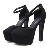 Women's Shoes Hollow Black High Heel Waterproof Table 14Cm Spot Shallow Mouth Thick Heels High