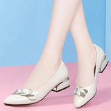 Women Dress Shoes Patent Leather Mid Heel Pumps Fashion Shoes Pointed Toe Slip on Office Ladies Shoes Zapatos