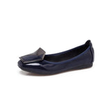 New Women Soft Ballet Flat Shoes PU Leather Heart Button Pointed Toe Women's Foldable Slip On Green Red Loafers