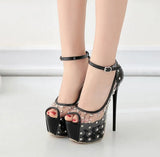Rivet High Heels Shoes Fashion Sexy Rivets Footwear With Clear Word 2021 Fish mouth platform stiletto