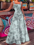 Summer 2022 Lady Elegant Beautiful Party Dresses Sexy Sleeveless Beach Sling Dress Women Fashion Vintage Printed Boho Long