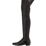 And Gray Square Heel Flat Thigh Boots Ladies Winter Velvet Boots Round Head Short Zipper Knee