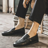Breakj Dou Dou Shoes Men's Leather Shoes Business Casual Leather Shoes Male Korean Version Personality Punk Wind Lazy Man Shoes