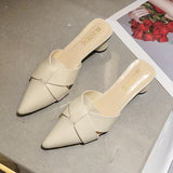 Semi-Slippers Women Wear 2023 Summer Fashion Online Celebrity Thick-Heeled Lazy High-Heeled Shoes Ins