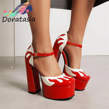 2022 Brand High Heeled Women's Sandals Buckle Shallow Platform Shoes For Woman Elegant Trendy Wedding
