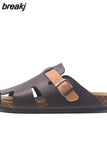 2023 New Summer Buckle Cork Slipper Casual Women Mixed Color Beach Outside Non-slip Closed Toe Cut-outs Slides