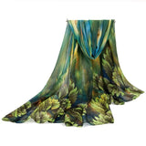 Women's Summer Orange Green Sunscreen Cape Print Scarf Thin Polyester Scarves Spring and Autumn Accessories