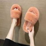 Breakj Hairy Slippers Women 2025 Autumn And Winter New Hairy Home Outside The Bottom Of The Wearing Plush