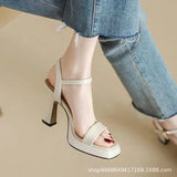 Breakj Summer Thick-Soled Women's Shoes With Fashion Square High Heels Thick Heel Waterproof Table Barbie Powder Sandals