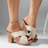 Breakj High-Heeled Slippers Women's 2025 Summer New Fish Mouth Cross Rivet Coarse And Cold