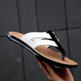 Fashion Leather Slippers For Men 2022 New Hotel Beach Summer Shoes High Quality Flip-flops Men's Shoes Big Size