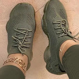 Autumn Sneakers Women's Mesh Flats Shoes Woman Lace Up Casual Female Shoe Comfort Candy Color Solid Ladies Plus Size