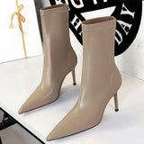 Shoes Pu Leather Boots Women Ankle Boots Sexy High-heel Boots Autumn Winter Shoes Short Boots Plus Size 43 Women