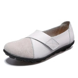 Women's Female Mother Woman Genuine Leather Soft Shoes Flats Loafers Mocassin Boat Hook Loop De Mujer Big Size 42 43
