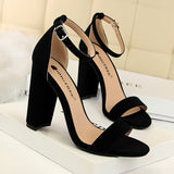 Breakj Women's Shoes Summer High Heels Fashion Simple Thick Heel High Heel Sexy Nightclub A Word Belt