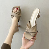 Summer New Simple High-Heel Flip-Flops, Cats And High-Heel Shoes French Women Wear