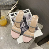 Heels Slippers Female Shoes Fashion Rhinestone New Summer Shoes Women Party Crystal Clear Cool Mules Slide Open