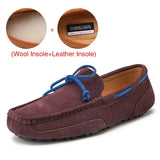 Genuine Leather Men Shoes Luxury Brand Casual Slip On Formal Loafers Men Moccasins Male Driving Shoes Warm