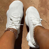 Mesh Women Sneaker Sock Shoes Summer Breathable Cross Tie Platform Round Toe Casual Fashion Sport Lace Up 2020 Female