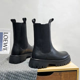 Breakj Boots Autumn Breathable Male High Top Leather Shoes Work Boots Korean British Style Ankle Boots