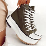 Women Platform Canvas Sneakers Lace-Up High Top Female Casual Shoes Fashion Zebra Pattern Lace Up Lady Sports