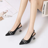 Hot Women's Shoes Fashion Slingbacks Pumps Summer Wedding Sandals Sexy Pointed Toe Buckle Sandal Noble Shiny High